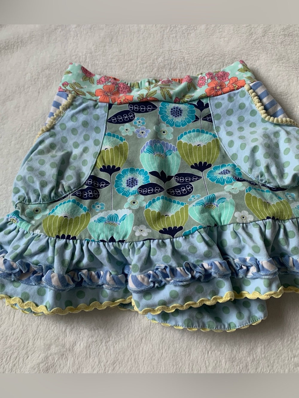 Matilda Jane Light Blue Floral & Polka Dot Ruffle Skort Size 6